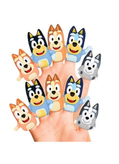 ginsey Bluey Bath Finger Puppets, 10 Pc - Party Favors, Educational, Bath Toys, Story Time, Beach Toys, Playtime, Stocking Stuffer  - Image 1