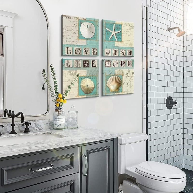 BPA 4 Panels Canvas Wall Art - Love, Wish, Live, Hope - Image 5