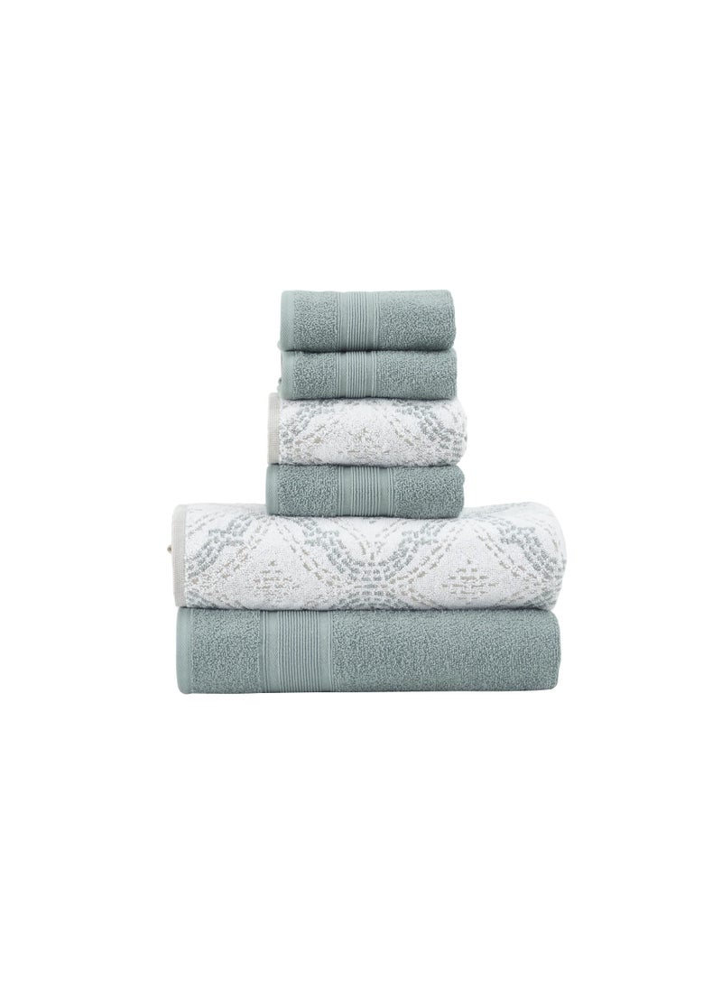Modern Threads Modern Threads Capri 6Piece Reversible Yarn Dyed Jacquard Towel Set  Bath Towels Hand Towels  Washcloths  Super Absorbent  Quick Dry  100 Combed Cotton Ivy 