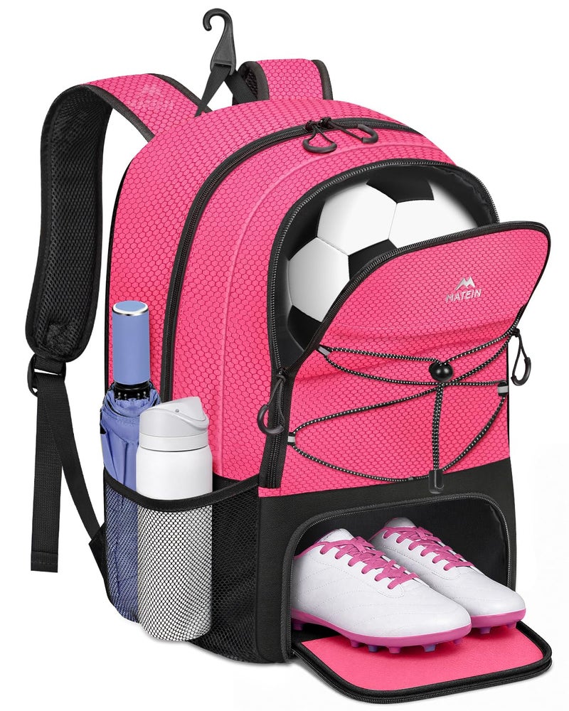 MATEIN Girls Soccer Backpack Large Basketball Bag with Ball Holder Shoe Compartment for Tournament Game Day Lightweight Youth Sports Bag with Fence Hook Fits 156 Inch Laptop Soccer Team Gifts - Image 2