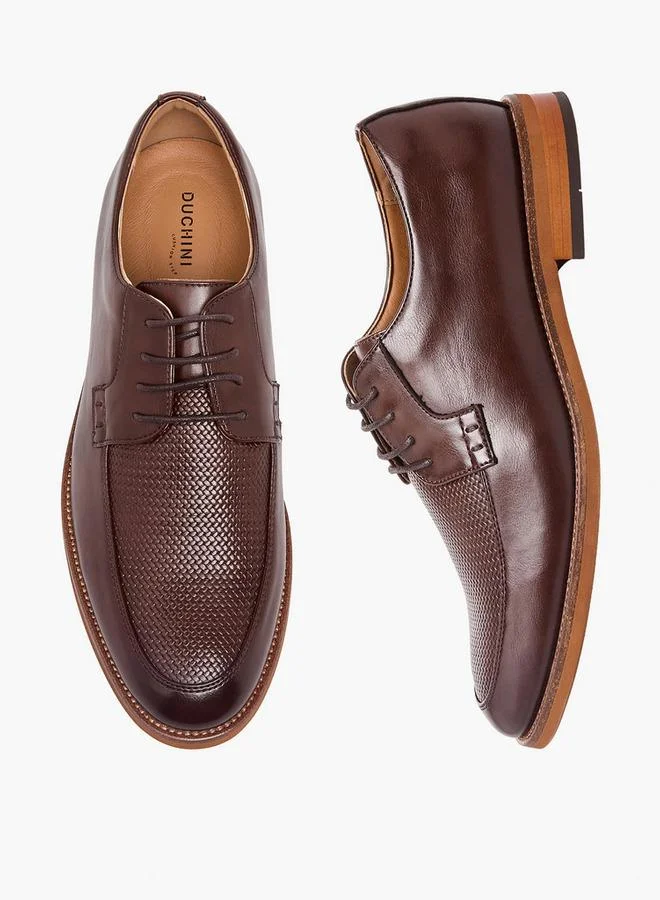 دوتشيني Men Textured Lace-Up Derby Shoes