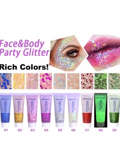 Generic 2pcs Body Glitter Mermaid Sequins Liquid Holographic Gel Chunky Face Eye Lip Hair Nail Festival Makeup Sparkling for Women  - Image 3