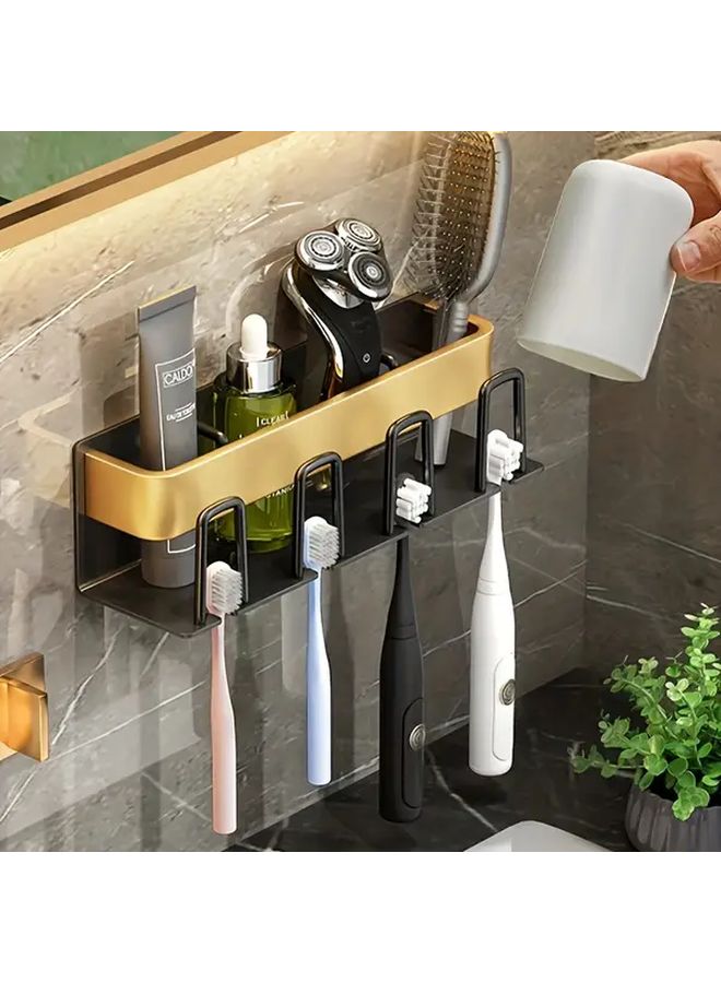 White Wall Mounted Toothbrush Holder With 4 Cup Capacity Space Saving - Image 5