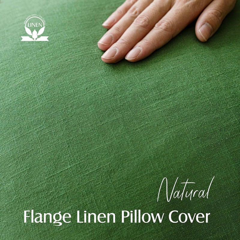 Foindtower Pack of 2, Decorative Linen Soild Throw Pillow Covers Soft Accent Euro Cushion Case Boho Farmhouse Pillowcase for Chair Couch Sofa Bedroom Living Room Home Decor 18 x 18 Inch Forest Green - Image 2