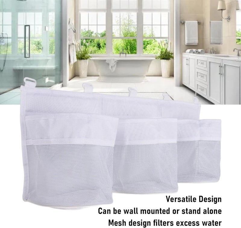 3 Grid Quick Drainage Multifunctional Bathtub Toy Organizer for Bathroom, Made from Anti Tear Oxford Cloth mesh with, Hung on the wall or Stand Freely on the Floor - Image 2