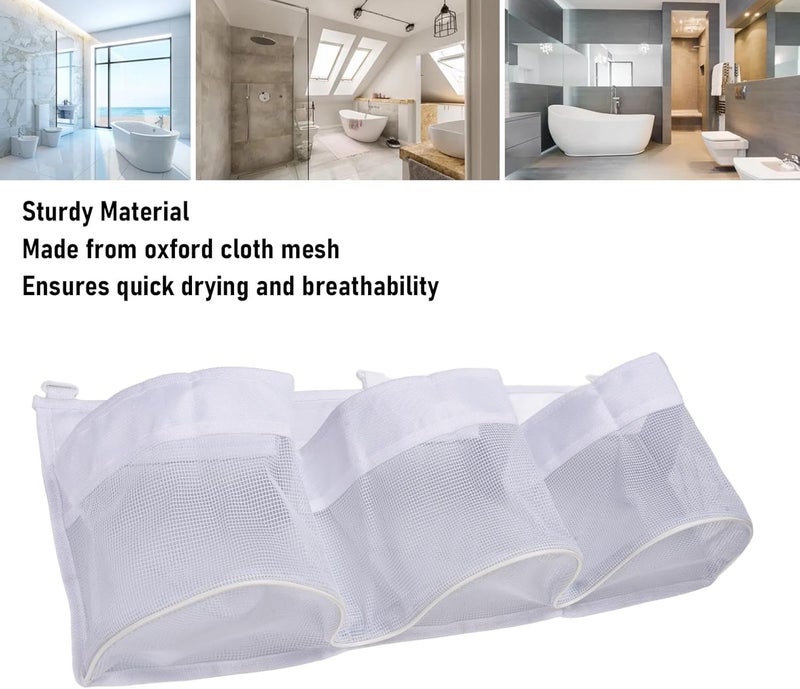 3 Grid Quick Drainage Multifunctional Bathtub Toy Organizer for Bathroom, Made from Anti Tear Oxford Cloth mesh with, Hung on the wall or Stand Freely on the Floor - Image 4