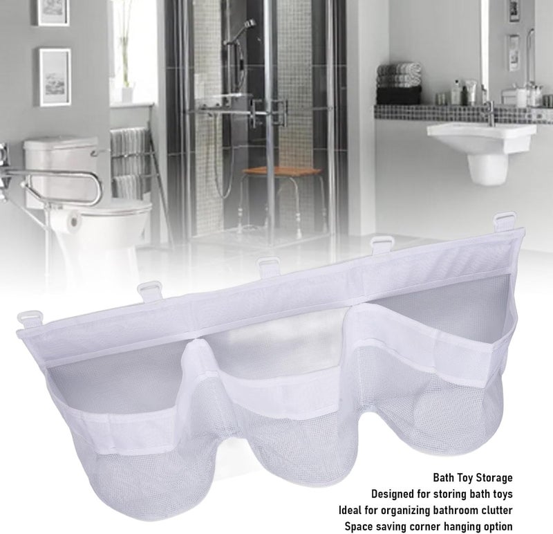 3 Grid Quick Drainage Multifunctional Bathtub Toy Organizer for Bathroom, Made from Anti Tear Oxford Cloth mesh with, Hung on the wall or Stand Freely on the Floor - Image 3