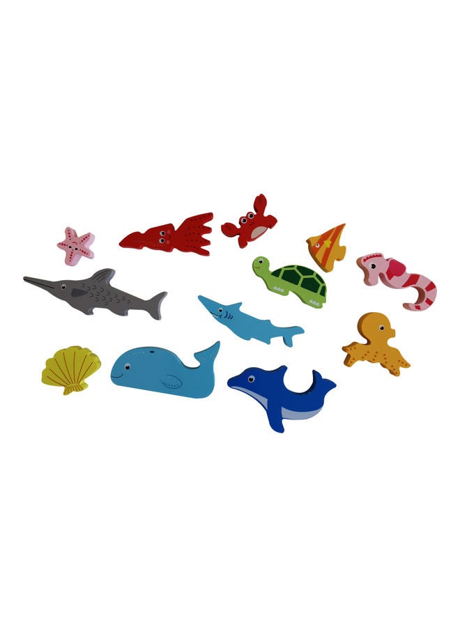 طقم لعبة ألغاز حيوانات مائية خشبية 16x16سم - Image 2