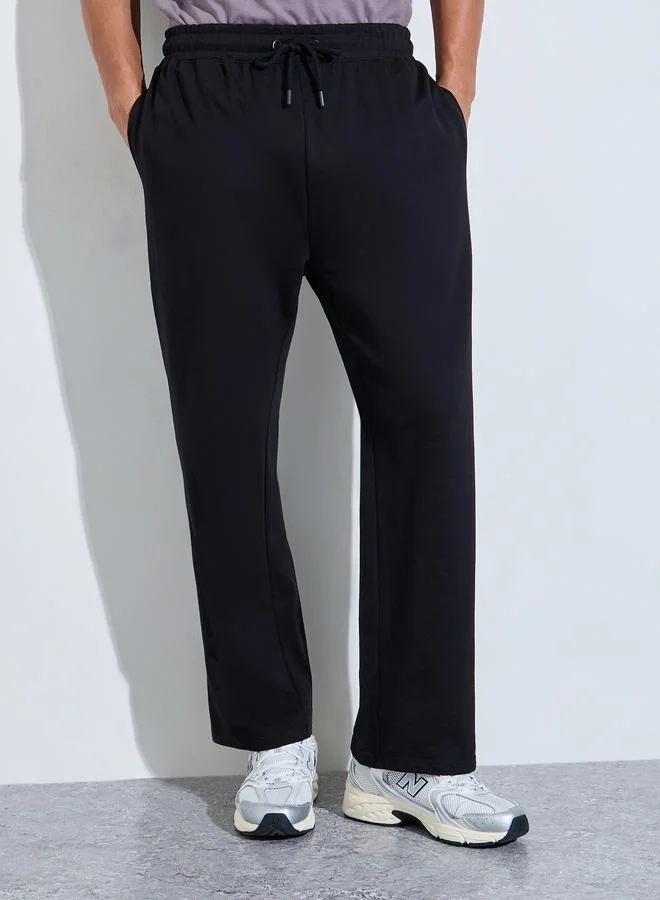 ستايلي Black Solid Pocket Details Oversized Joggers