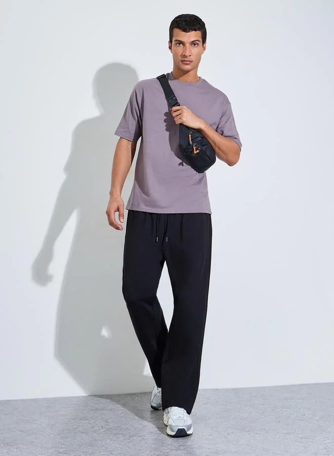 ستايلي Black Solid Pocket Details Oversized Joggers