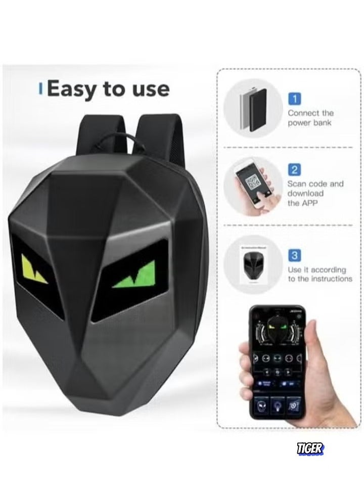 TIGER LED Motorcycle Backpack Waterproof Hard Shell Laptop Bag for Men, with DIY Programmable Full Color Screen, Adjustable Straps, Stylish and Durable, Perfect for Travel, Commuting & Outdoor Adventures - Image 2