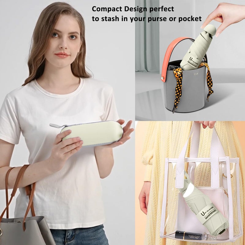 BAODINI Travel Essentials Mini Umbrella for Purse With Case Small Compact UV Sun Protection Lightweight Tiny Pocket Manual Open Close Umbrella for Women Kids and Men Fits Purse Backpack - Image 5