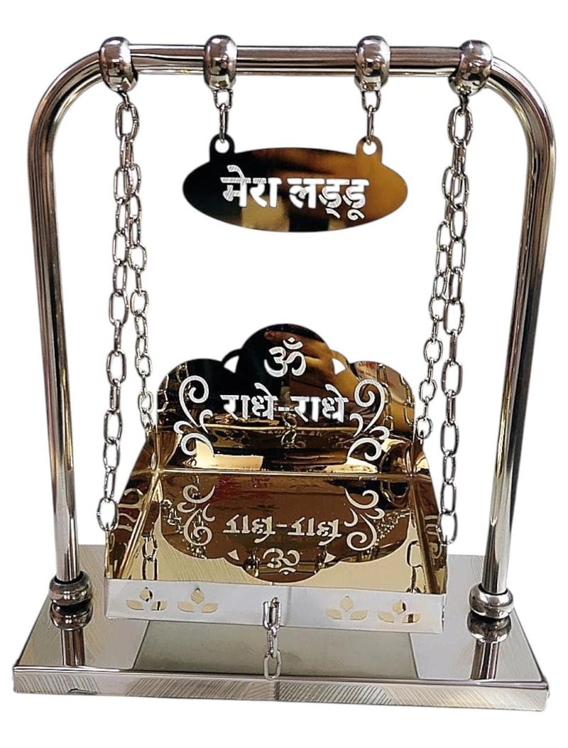 PARTISH Jhula for Laddu Gopal Size 3 Number | Krishna Bal Gopal Jhula for Ladoo Gopal - Steel Swing for Kanha Ji | Thakur Ji | Janmashtami Palna for Home Temple Mandir - Image 3