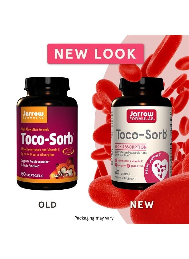 jarrow formulas - Toco-Sorb - 60 Softgels - Cardiovascular Health & Brain Function Support - High Absorption Formula - Mixed Tocotrienols & Vitamin E Supplement - Up to 60 Servings - Image 1