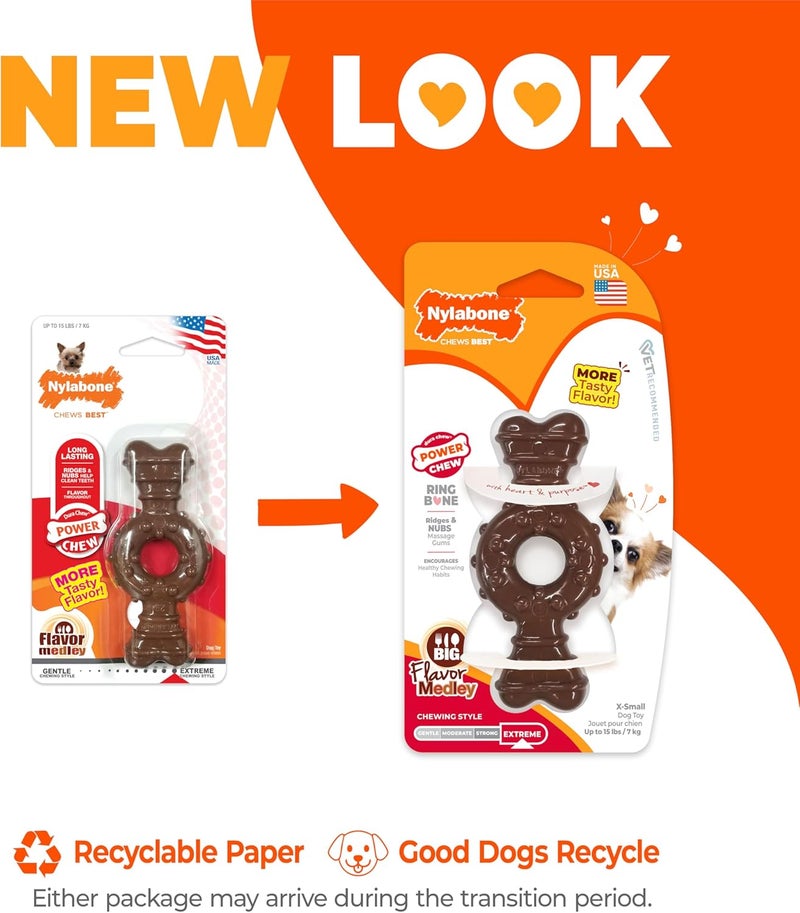 Nylabone Power Chew Ring Bone Chew Toy for Extra-Small Dogs - Durable Nylon Design for Chewing Fun - Image 2