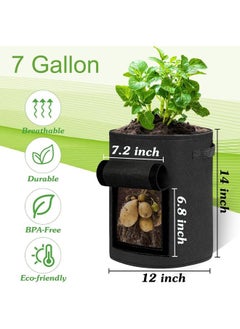 Generic 2 Pack 7 Gallon Potato Grow Bags, Potato Growing Bags with Handles and Access Flap, Thickened Nonwoven Plant Grow Bags for Potato  - Image 2