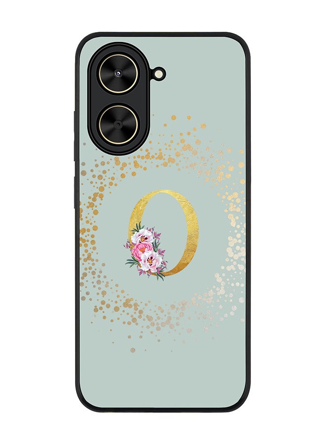Stylizedd For Xiaomi Poco C71 / Redmi A5 4G Case,Slim fit Camera Protection, Shockproof Thin Phone cover  - Custom Monogram Floral - O  (Light Grey )