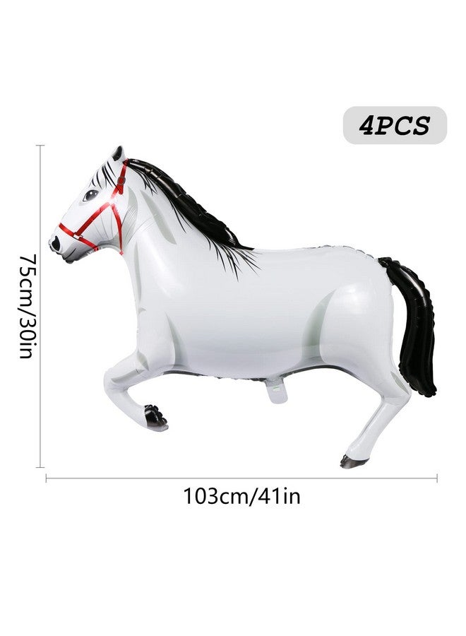 EVERMARKET 4 Pieces 41 Inch Large Horse Balloon Horse-Shaped Balloons Horse Foil Aluminum Balloon Horse Themed Party Balloons Horse Themed Decorations for Birthday Baby Shower Cowboy Party Supplies,White - Image 2