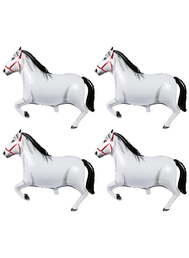 EVERMARKET 4 Pieces 41 Inch Large Horse Balloon Horse-Shaped Balloons Horse Foil Aluminum Balloon Horse Themed Party Balloons Horse Themed Decorations for Birthday Baby Shower Cowboy Party Supplies,White - Image 1
