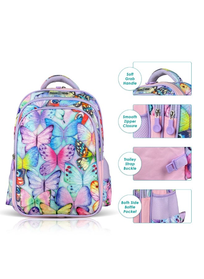 Nova kids Nova Kids School Bag w/ Trolley - Butterfly Purple, 17.5"  - Image 5