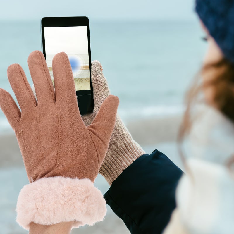 📱 قفازات نسائية بنية شتوية تغطي اليد كاملة تعمل باللمس دافئة وحامية - Image 4