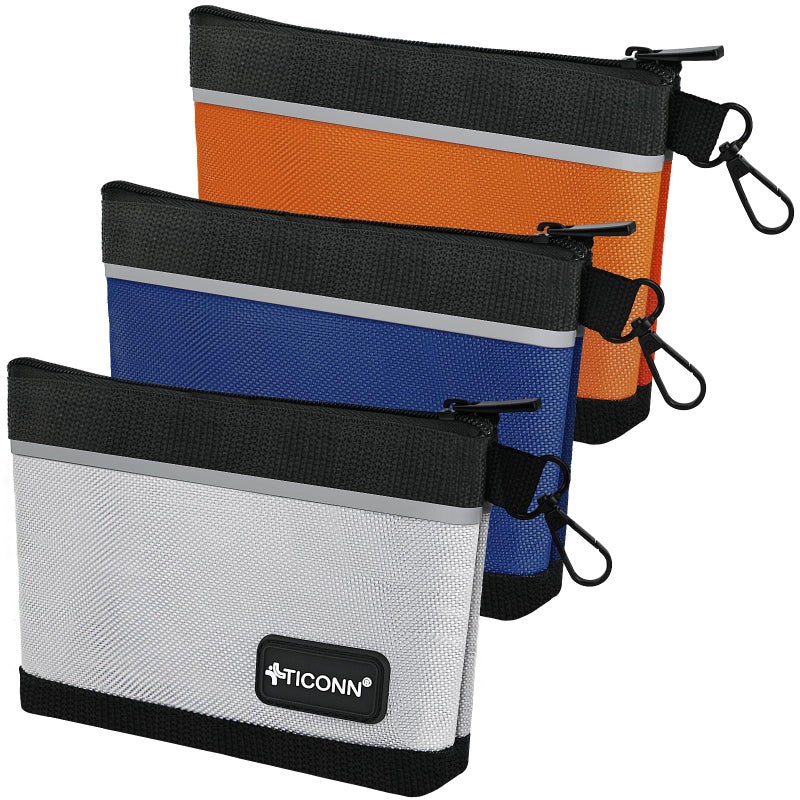 TICONN Tool Pouches with Zipper 1680D Oxford Small Tool Bags Waterproof Utility Bag Zipper Pouch for Tool Organizers and Storage 3 Pack Small