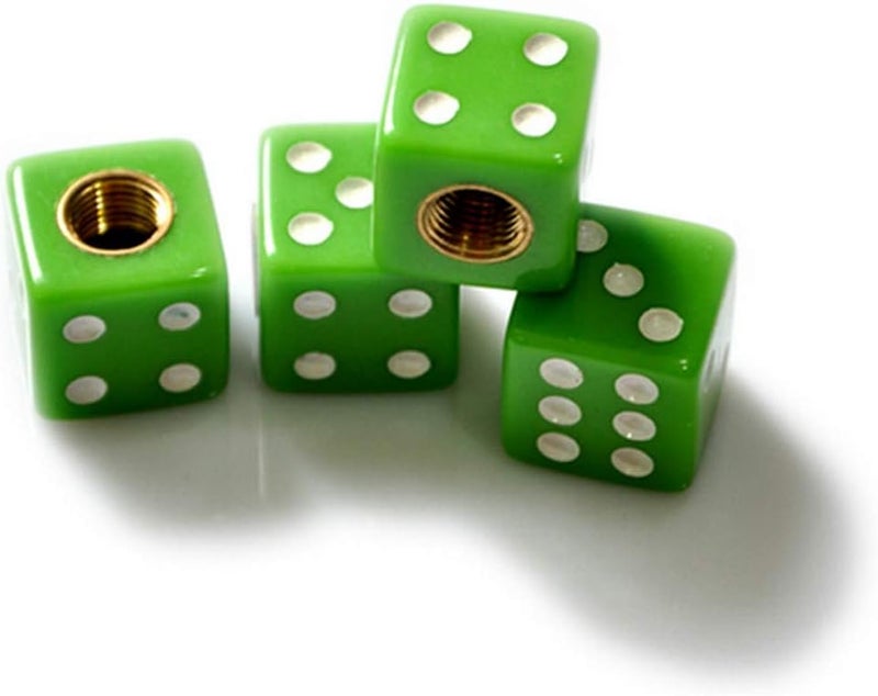 Topxome 4pcs Green Dice Tire Valve Stem Caps