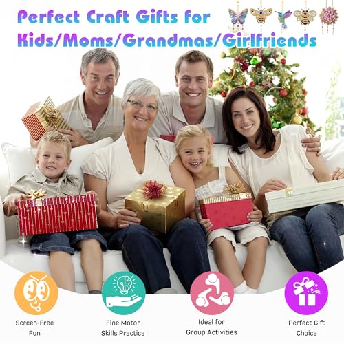 Mulyric 5Pcs Diamond art Kits for KidsAdults Crafts for Kids Ages 812 DIY Diamond Painting art Wind Chimes Crystal Window Suncatcher Craft Birthday Gifts for 7 8 9 10 11 Year Old Girls Home Garden Decor - Image 3