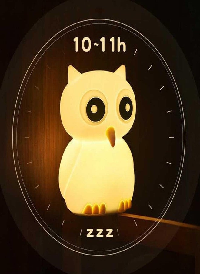 GLOWSERIES مصباح أطفال على شكل بومة لطيفة من السيليكون من سلسلة GLOWSERIES، مصابيح حيوانات قابلة لإعادة الشحن عبر منفذ USB، مصباح LED محمول يعمل باللمس بـ 7 ألوان متغيرة، ديكور لغرفة الأطفال، هدية عيد ميلاد للأطفال والنساء والمراهقات، أبيض - Image 4