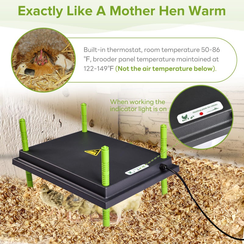 Tetuga Chick Heating Plate - 12 x 16 Inch Chicken Heater Plate for Chicks with Adjustable Height & Angle - 30W Safer Than Brooder Lamp Warms Up to 40 Chicks - Image 3