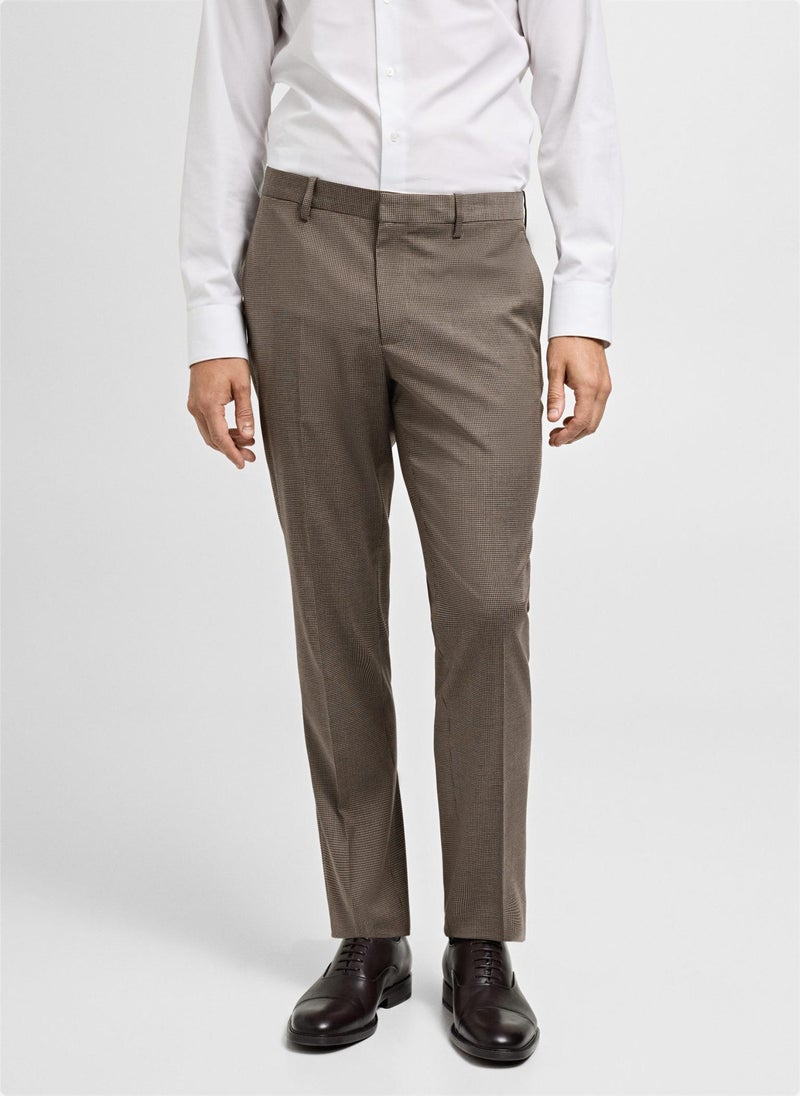 Mango Man Herringbone Structure Slim Fit Pants  - Image 1