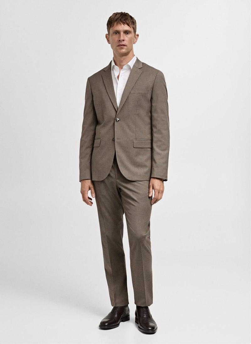 Mango Man Herringbone Structure Slim Fit Pants  - Image 4