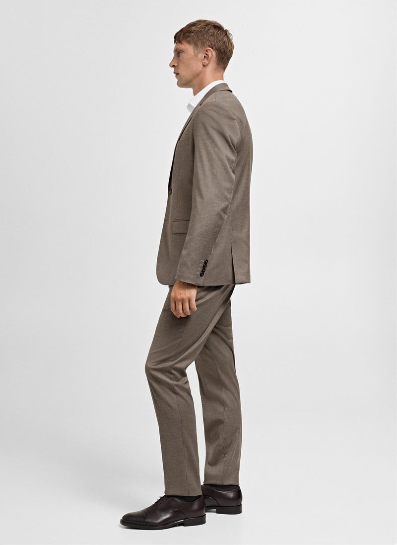 Mango Man Herringbone Structure Slim Fit Pants  - Image 3