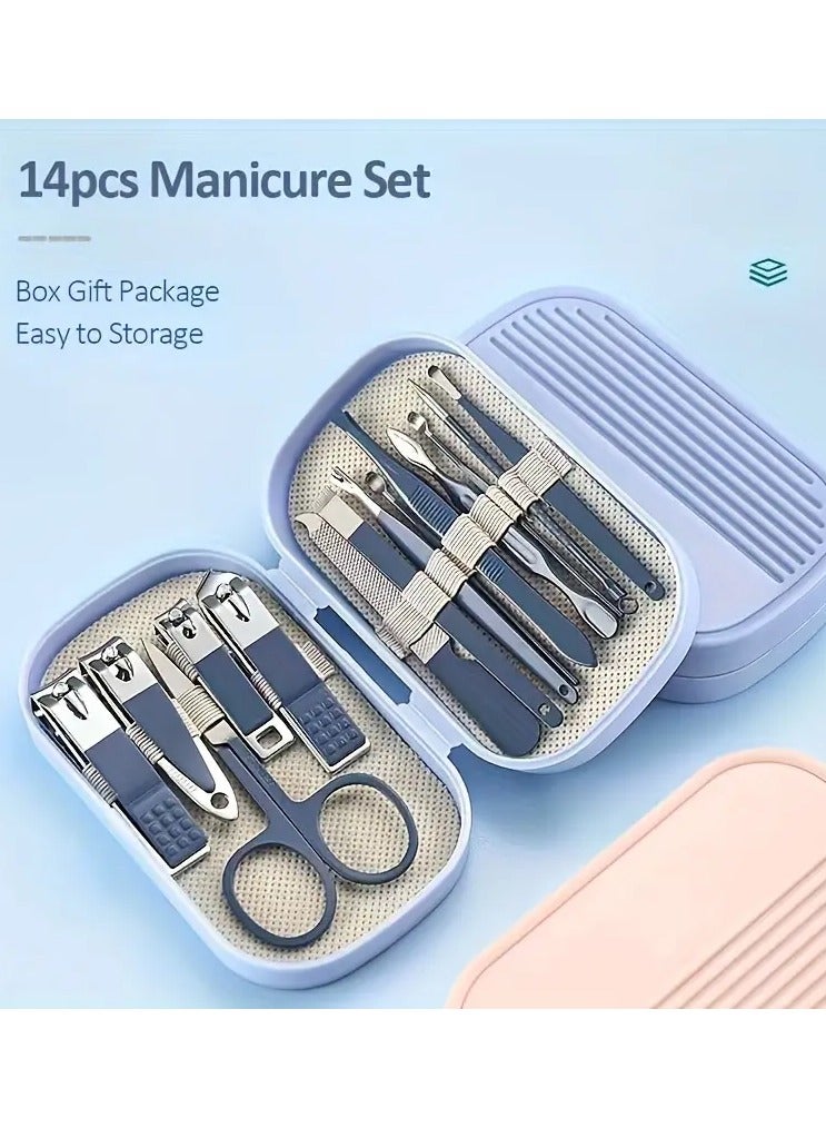 Ucanbe A Set Of 14pcs Stainless Steel Manicure And Pedicure Tools, Featuring Modern Style Concave Edge Nail Clippers And Grooming Tools, Including A Portable Storage Box - A Unisex Odorless Nail Care Kit  - Image 3