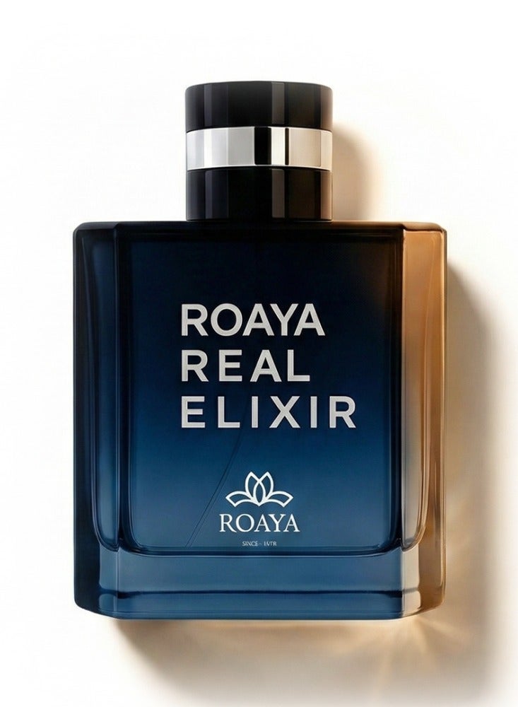 رؤيا عطر ROAYA REAL ELIXIR رائحة نظيفة ومنعشة تعكس الأناقة والثقة بلمسة فاخرة – 100 مل - Image 1