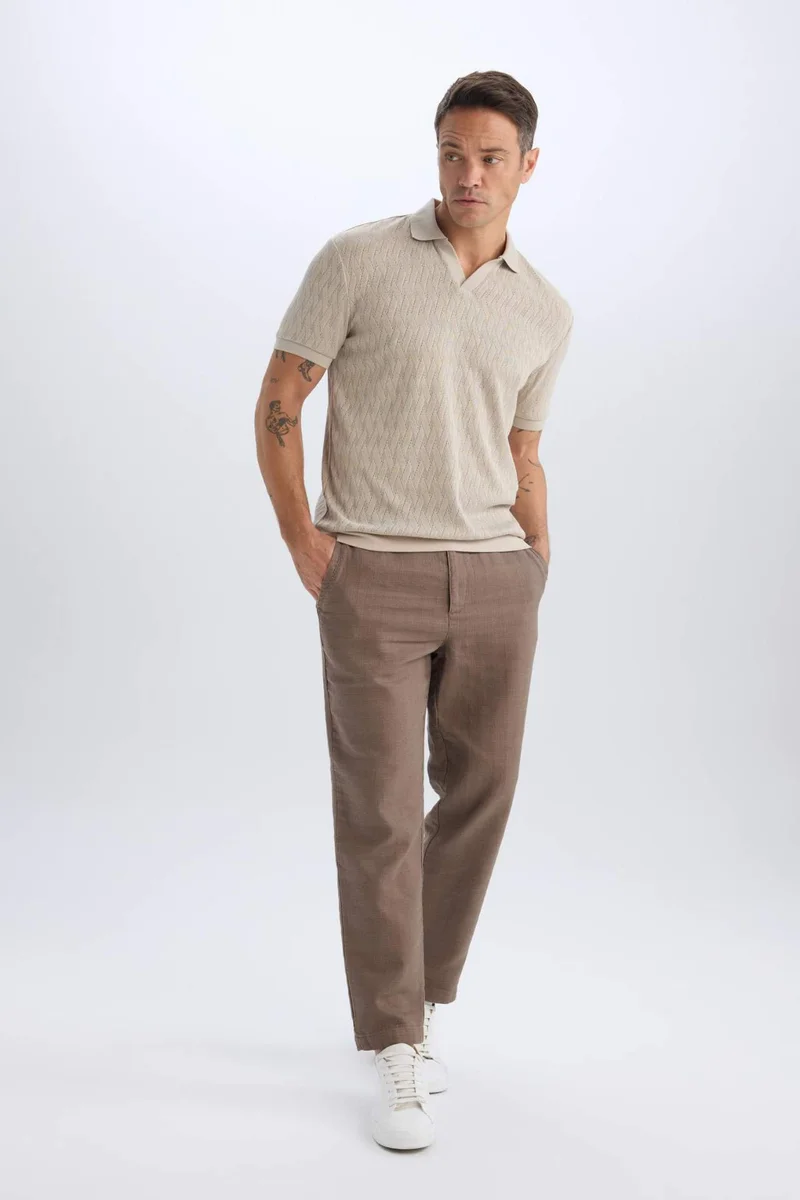 Defacto Regular Fit Linen Look Straight Leg Cotton Summer Joggers