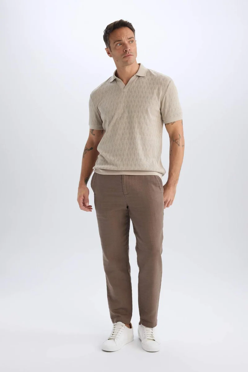 Defacto Regular Fit Linen Look Straight Leg Cotton Summer Joggers