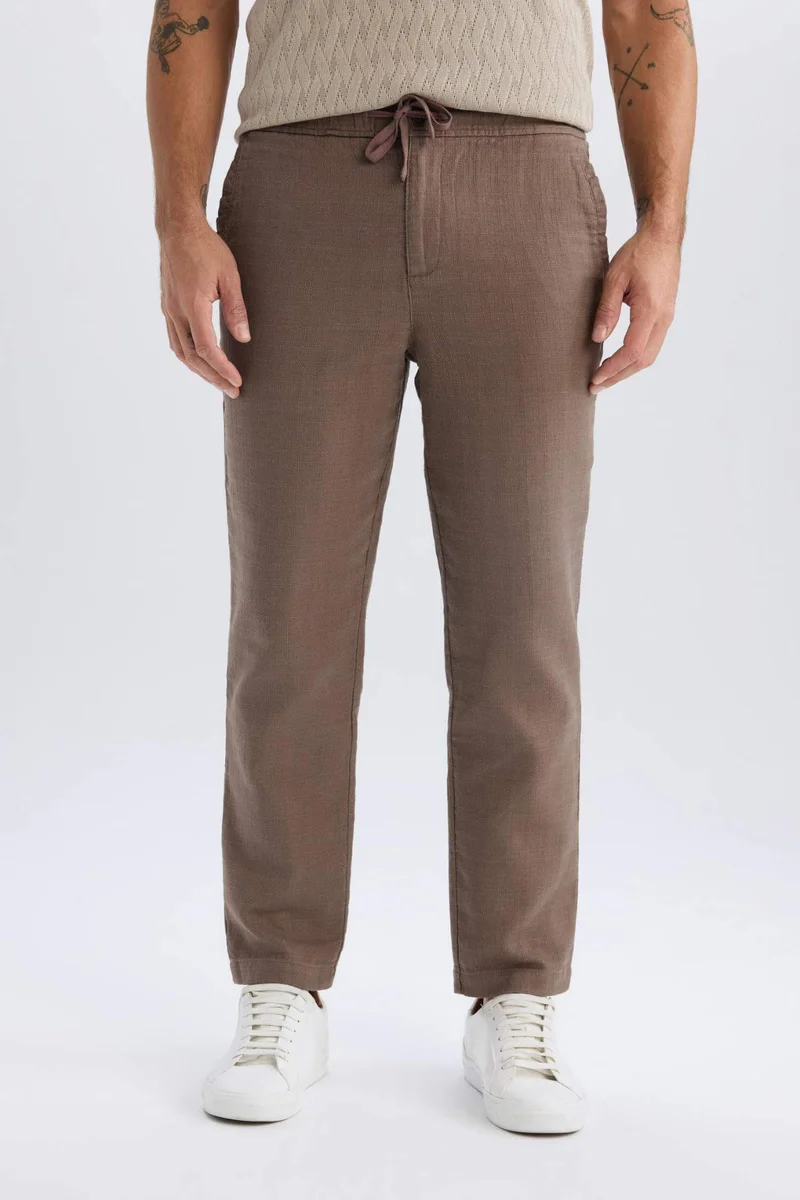 Defacto  Regular Fit Linen Look Straight Leg Cotton Summer Joggers for Men | Best Price UAE