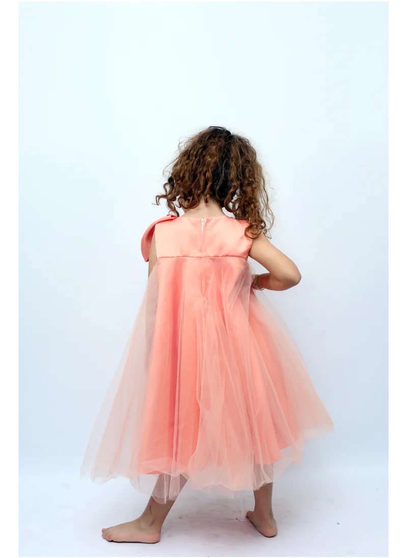 D'Daniela Big Bow Front party dress Peach