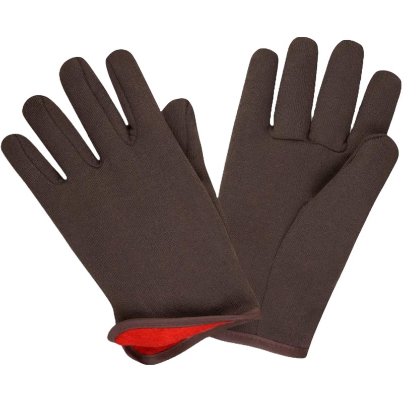 Cordova 1600 Red Lined Gloves, Slip-On Style, Brown Jersey, Large, 12-Pack - Image 1
