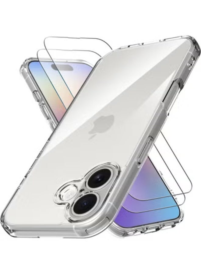 JAJEEK Designed for iPhone 17 Case – Clear Slim Shockproof Protective Cover with Anti-Yellowing Finish, Military-Grade Drop Protection & [2 Pack] 9H Tempered Glass Screen Protectors, Fingerprint Unlock Support - Image 1