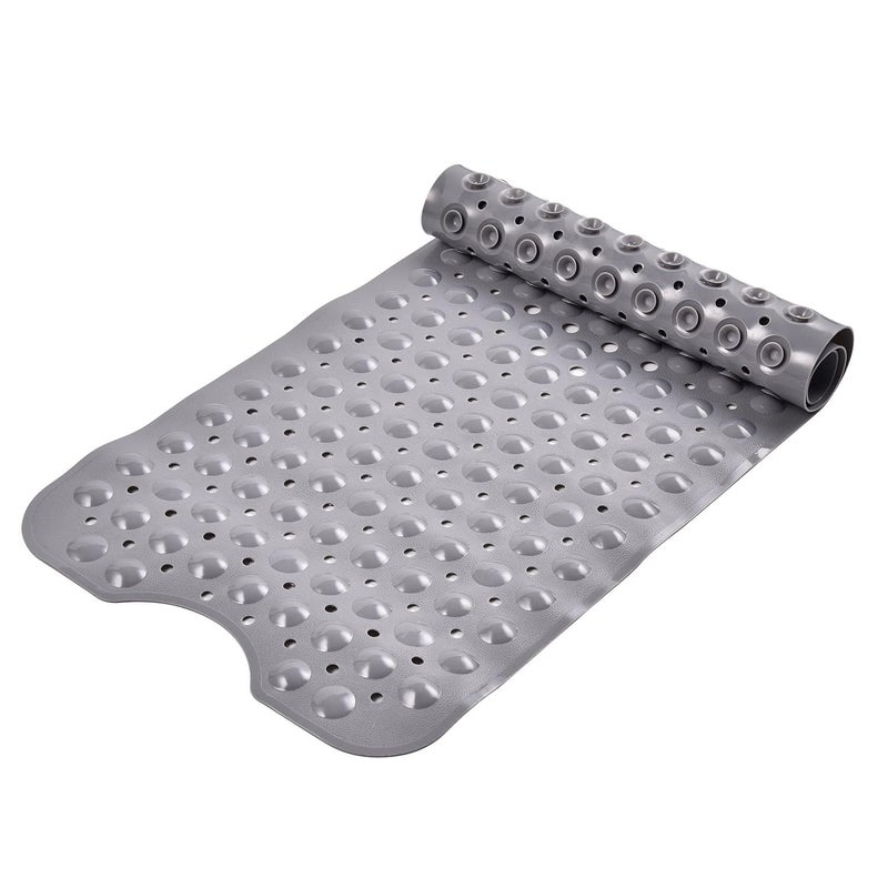 BIYALI PVC Anti Slip Silicone Shower Bath Mat Mold Resistant Silicone Rubber Bath Mat for Bathtub and Shower Bathroom Anti Slip Mat with Suction Cups Drain Holes Grey SoftPebble100x40 cm - Image 1
