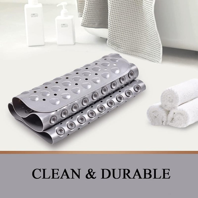 BIYALI PVC Anti Slip Silicone Shower Bath Mat Mold Resistant Silicone Rubber Bath Mat for Bathtub and Shower Bathroom Anti Slip Mat with Suction Cups Drain Holes Grey SoftPebble100x40 cm - Image 4