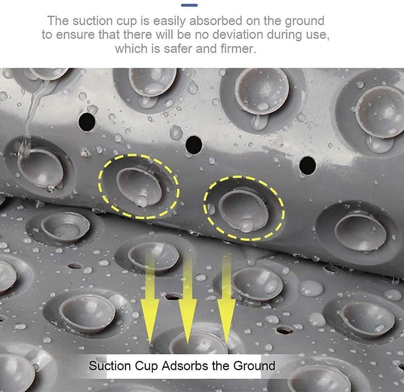 BIYALI PVC Anti Slip Silicone Shower Bath Mat Mold Resistant Silicone Rubber Bath Mat for Bathtub and Shower Bathroom Anti Slip Mat with Suction Cups Drain Holes Grey SoftPebble100x40 cm - Image 5