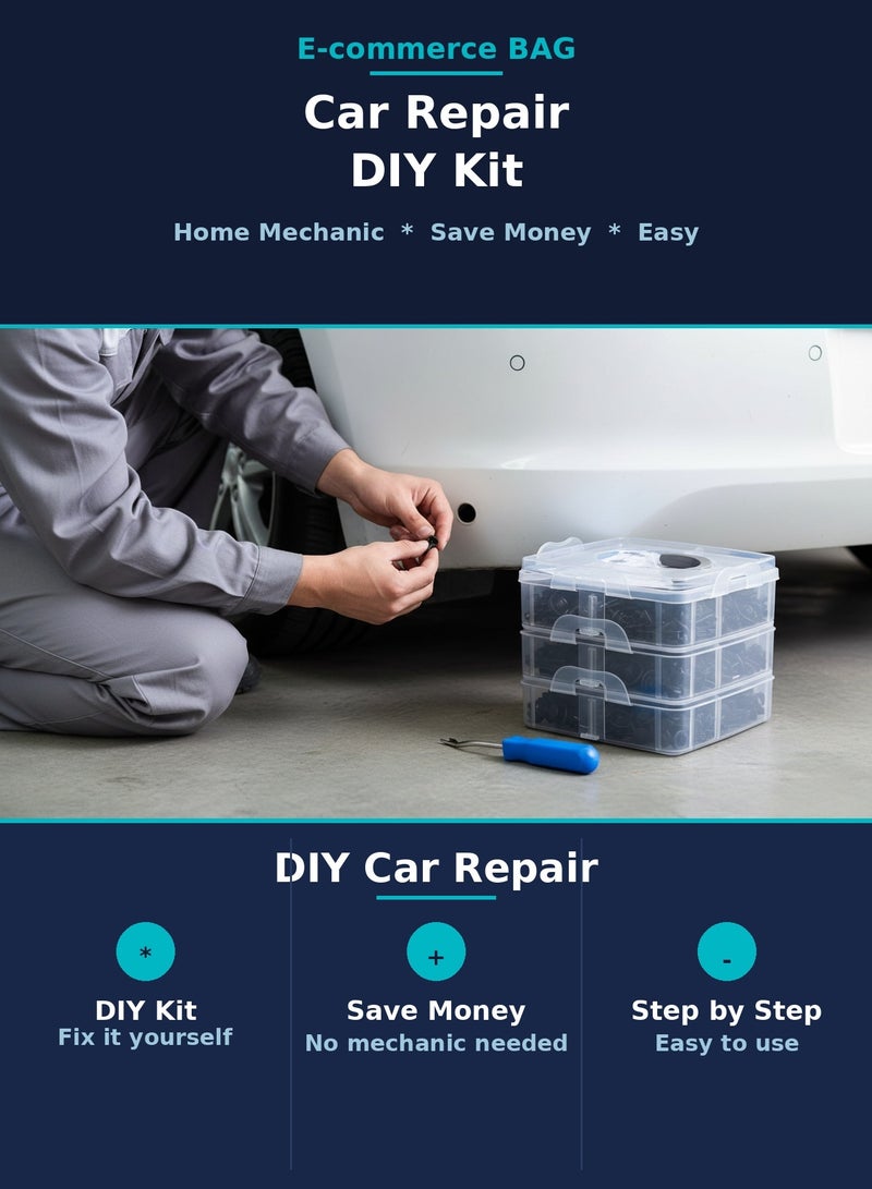 E COMMERCE  BAG 625 Car Retainer Clips Assortment Kit 16 Sizes Automotive Fasteners Push Rivet Set Universal Bumper Trim - Image 5