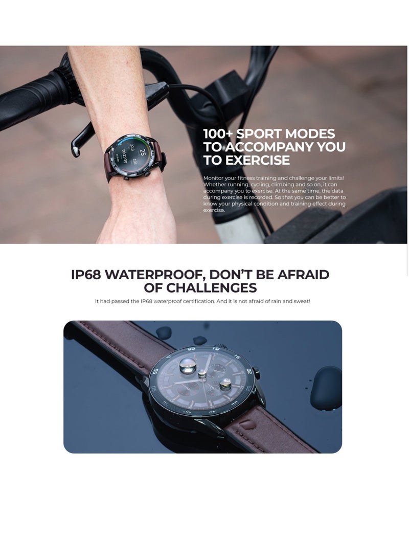 havit Smart Watch for Men and Women – AMOLED Always-On Display, Bluetooth Calling, IP68 Water Resistant, Heart Rate & Sleep Monitoring, 100+ Sports Modes, Wireless Charging, Fitness Tracker with Smart Notifications, Customizable Watch Faces – for Android and iOS (Brown/Black) - Image 5