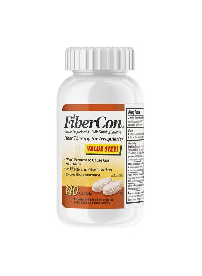 Fibercon (Caplets) Fiber Therapy For Regularity With Calcium Polycarbophil, 140 Count - Image 3