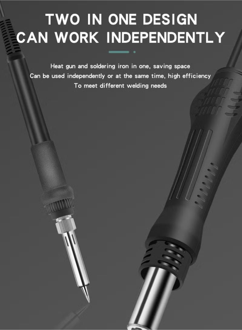 Soldering Station, 2 in 1 SMD Hot Air Rework and Soldering Iron Kit with °f /°c Hot Air Gun Cool/hot Air Conversion, Soldering Kit - Image 5