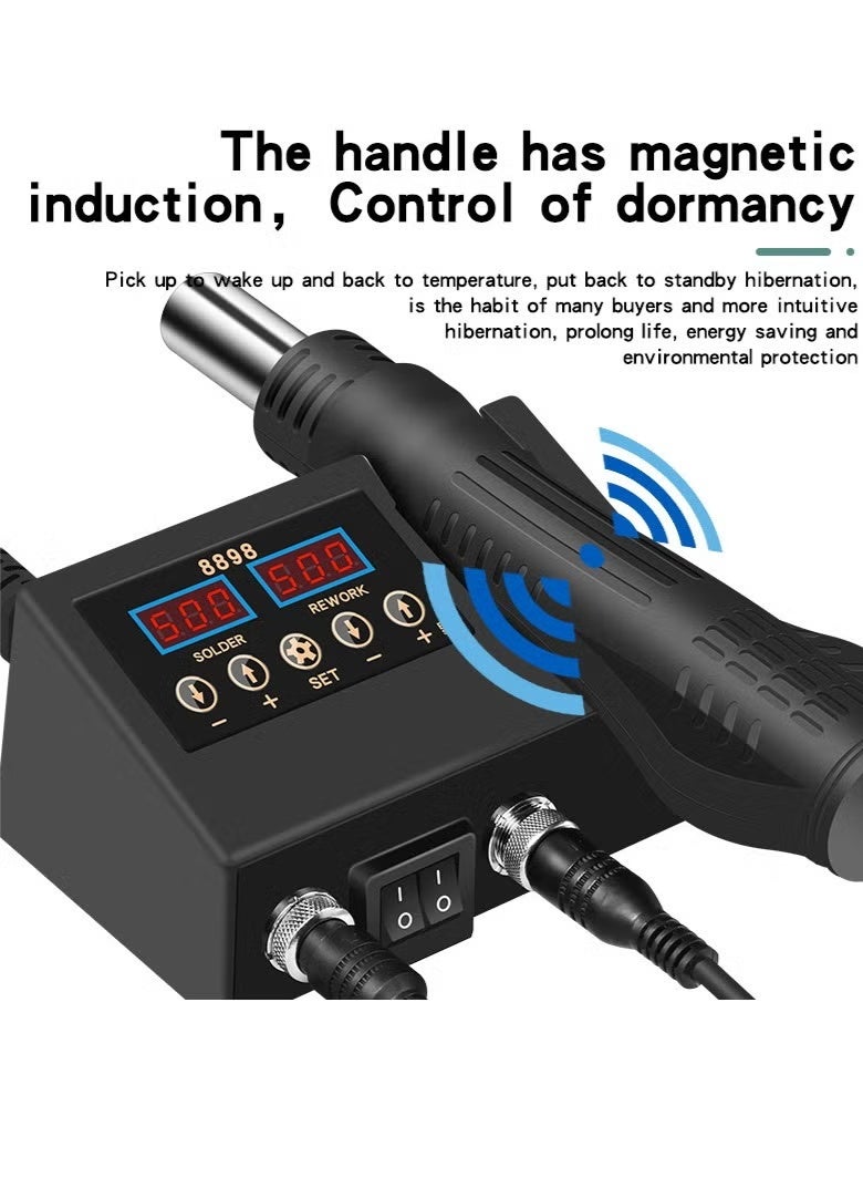 Soldering Station, 2 in 1 SMD Hot Air Rework and Soldering Iron Kit with °f /°c Hot Air Gun Cool/hot Air Conversion, Soldering Kit - Image 3