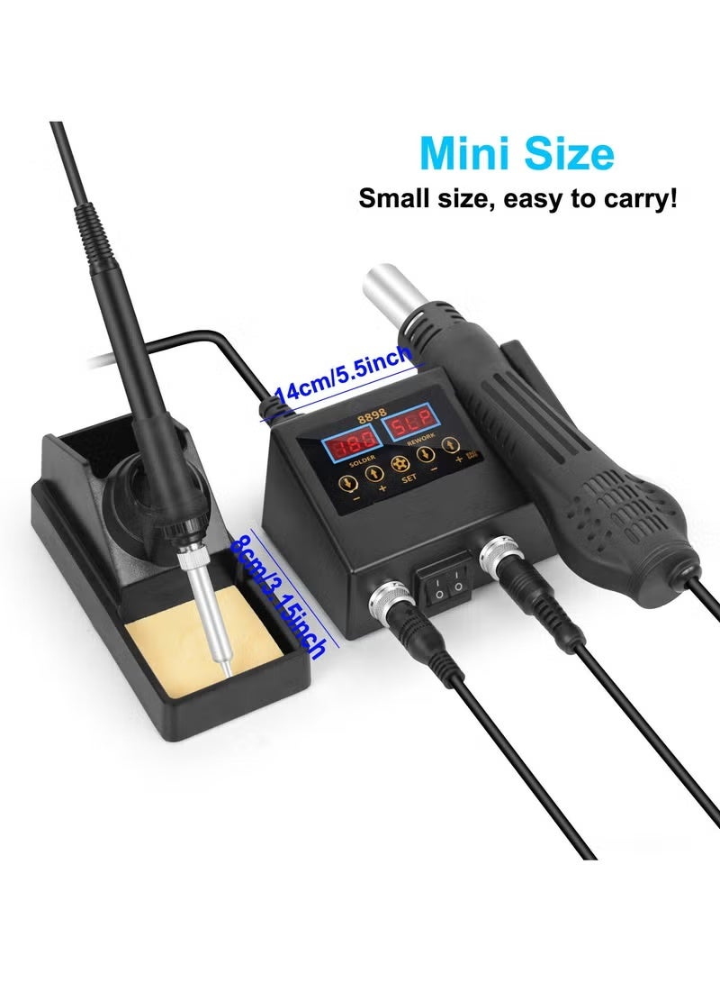 Soldering Station, 2 in 1 SMD Hot Air Rework and Soldering Iron Kit with °f /°c Hot Air Gun Cool/hot Air Conversion, Soldering Kit - Image 4